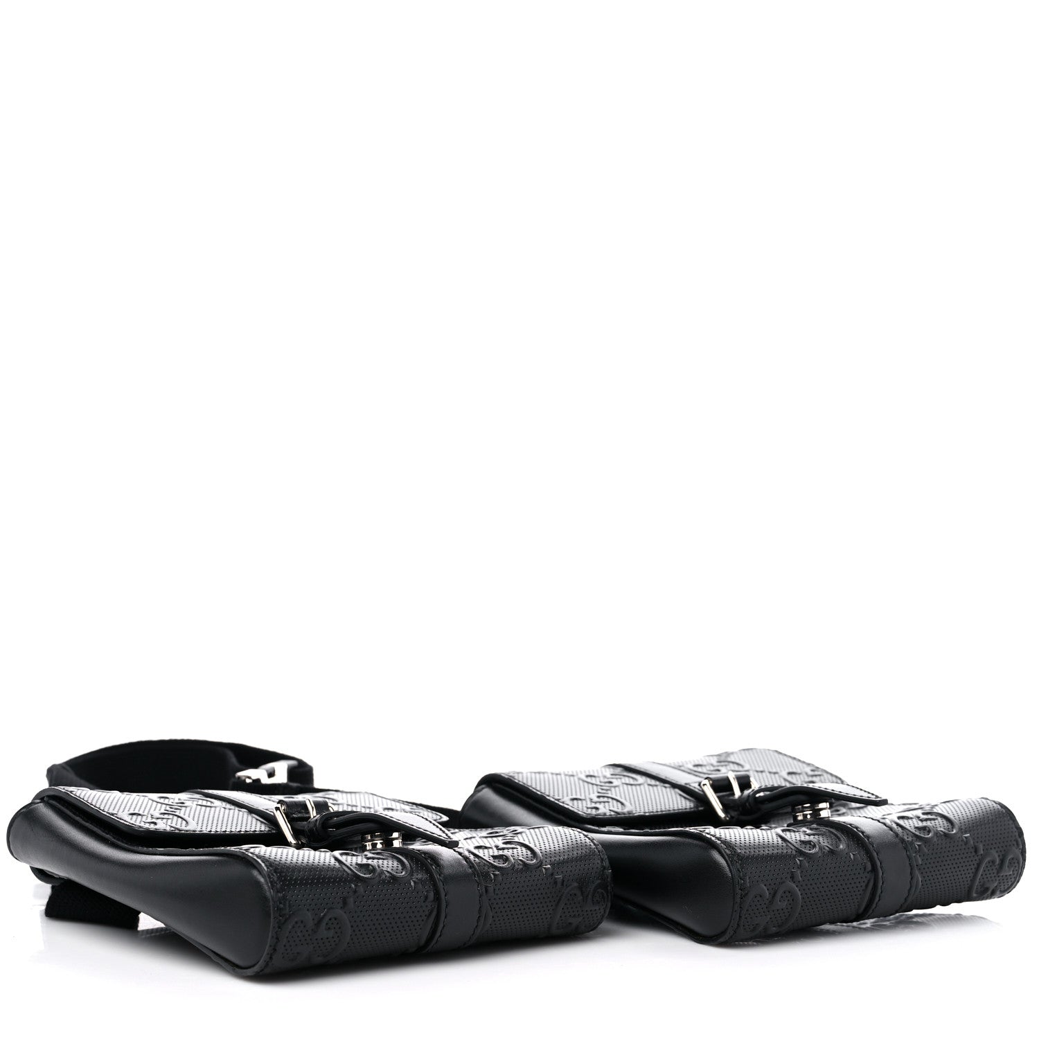 Gucci Calfskin GG Tennis Embossed 2 Detachable Pouch Belt Bag Black 4 of 13