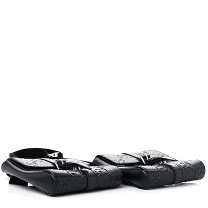 Gucci Calfskin GG Tennis Embossed 2 Detachable Pouch Belt Bag Black 4 of 13