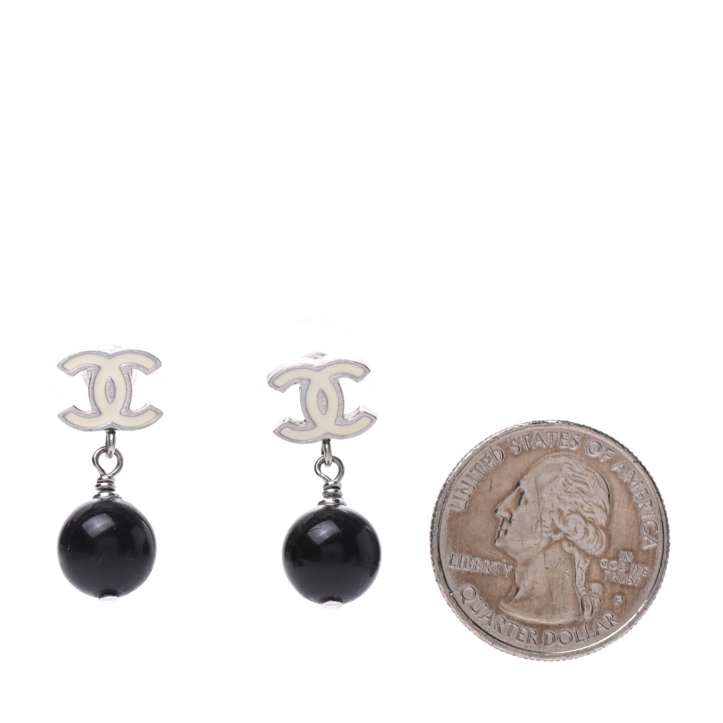 Ruthenium Bead CC Drop Earrings Black