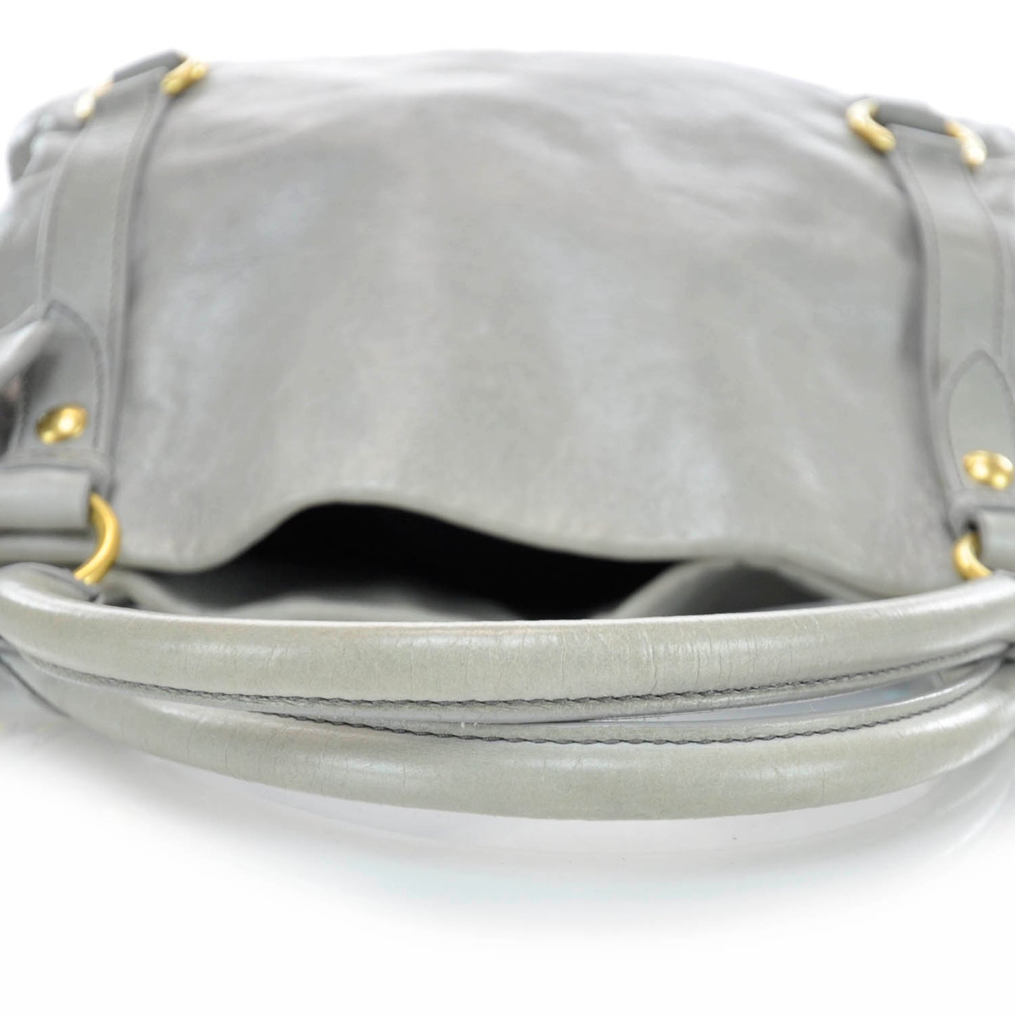 Leather Vitello Lux Bow Tote Gray