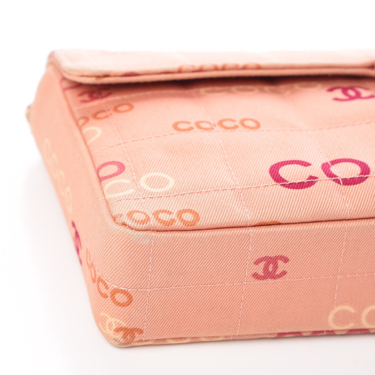 Chanel Canvas Chocolate Bar Quilted Coco East West Flap Pink 16 of 20