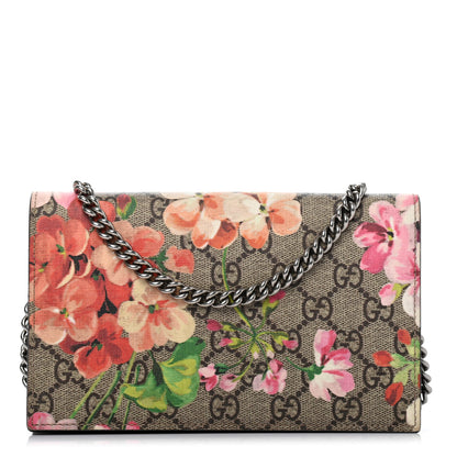 Gucci GG Supreme Monogram Blooms Chain Wallet Beige Multicolor Dry Rose 1 of 10