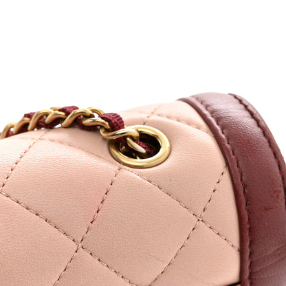Chanel Lambskin Quilted Mini Two Tone Day Flap Pink Burgundy 13 of 15
