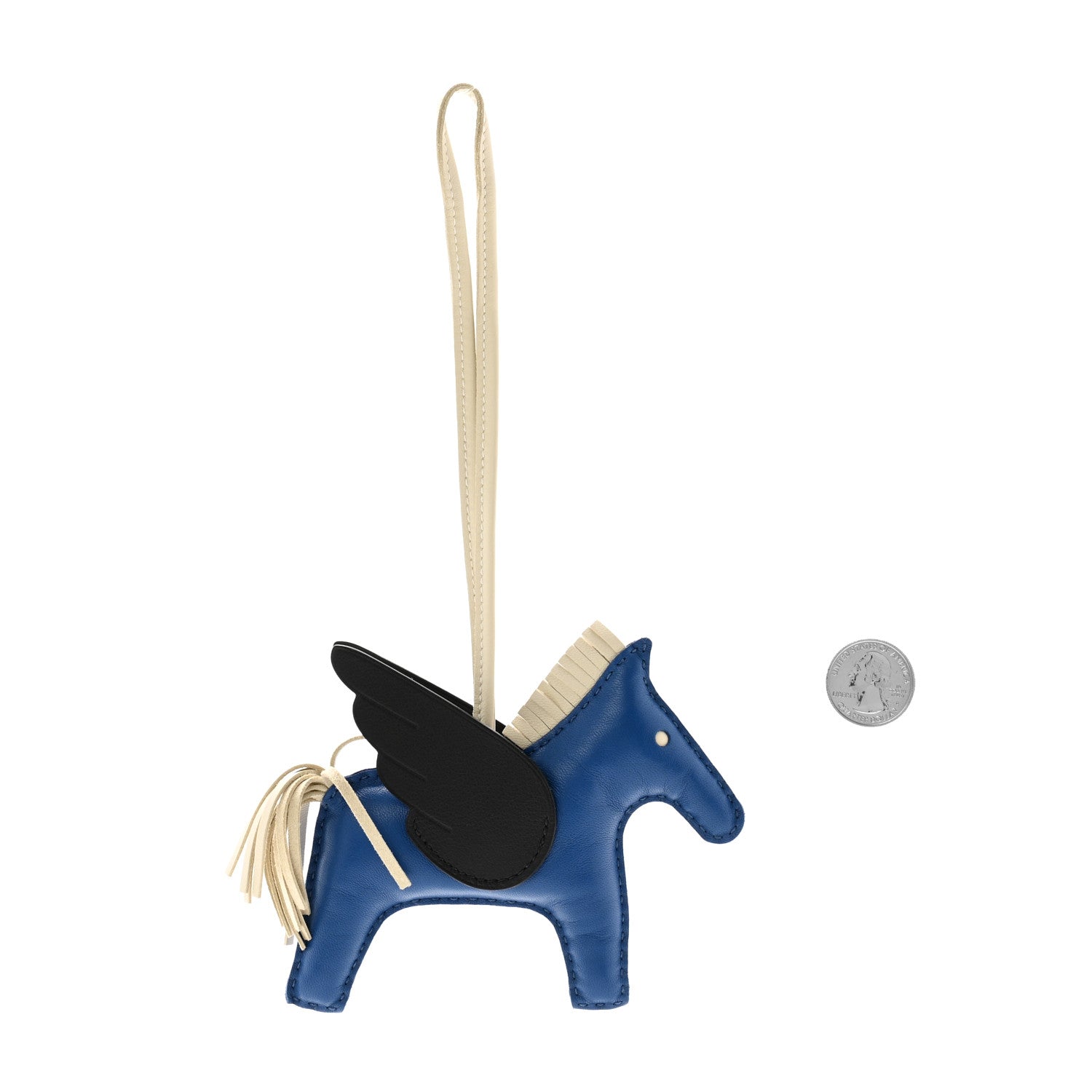 Hermes Milo Lambskin Grigri Rodeo Pegase Horse Bag Charm MM Bleu France Nata Black 2 of 5