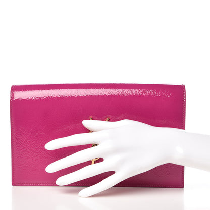 Saint Laurent Textured Patent Classic Monogram Kate Clutch Electric Pink 2 of 9