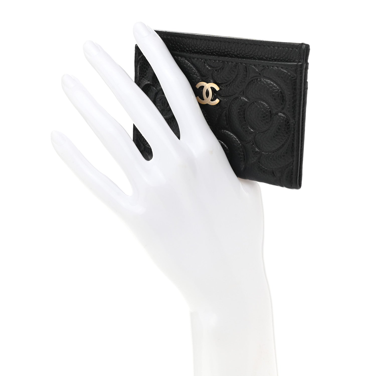 Chanel Caviar Camellia Embossed Card Holder Black 2 of 8