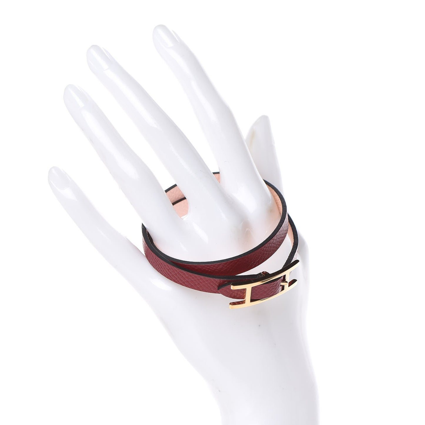 Epsom Behapi Double Tour Bracelet S Rouge Grenat Rose Eglantine