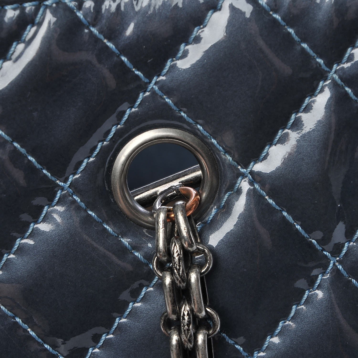 Chanel Patent Quilted Reissue 2.55 Tote Blue 13 of 14