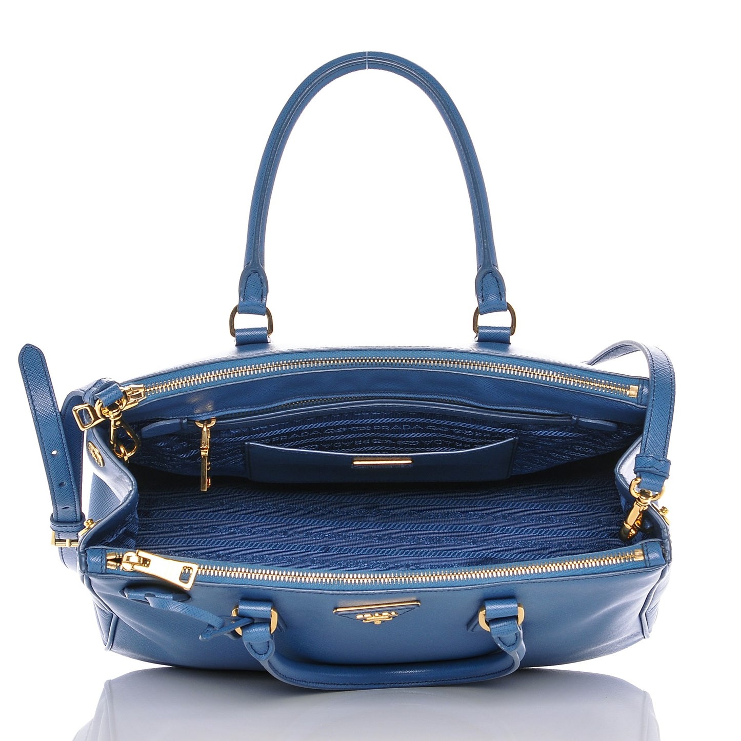 Saffiano Medium Galleria Double Zip Tote Cobalto