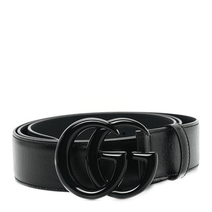 Gucci Azalea Calfskin Enamel Monochrome Double G 40mm Belt 115 46 Black 1 of 4