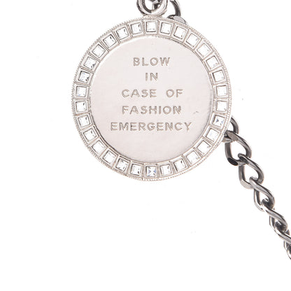 Chanel Crystal Baguette CC Whistle Pendant Necklace Silver 7 of 9