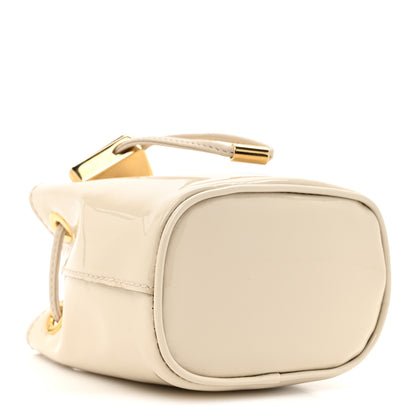 Prada Vernice Metal Triangle Logo Mini Drawcord Pouch Shoulder Bag Avorio 4 of 9