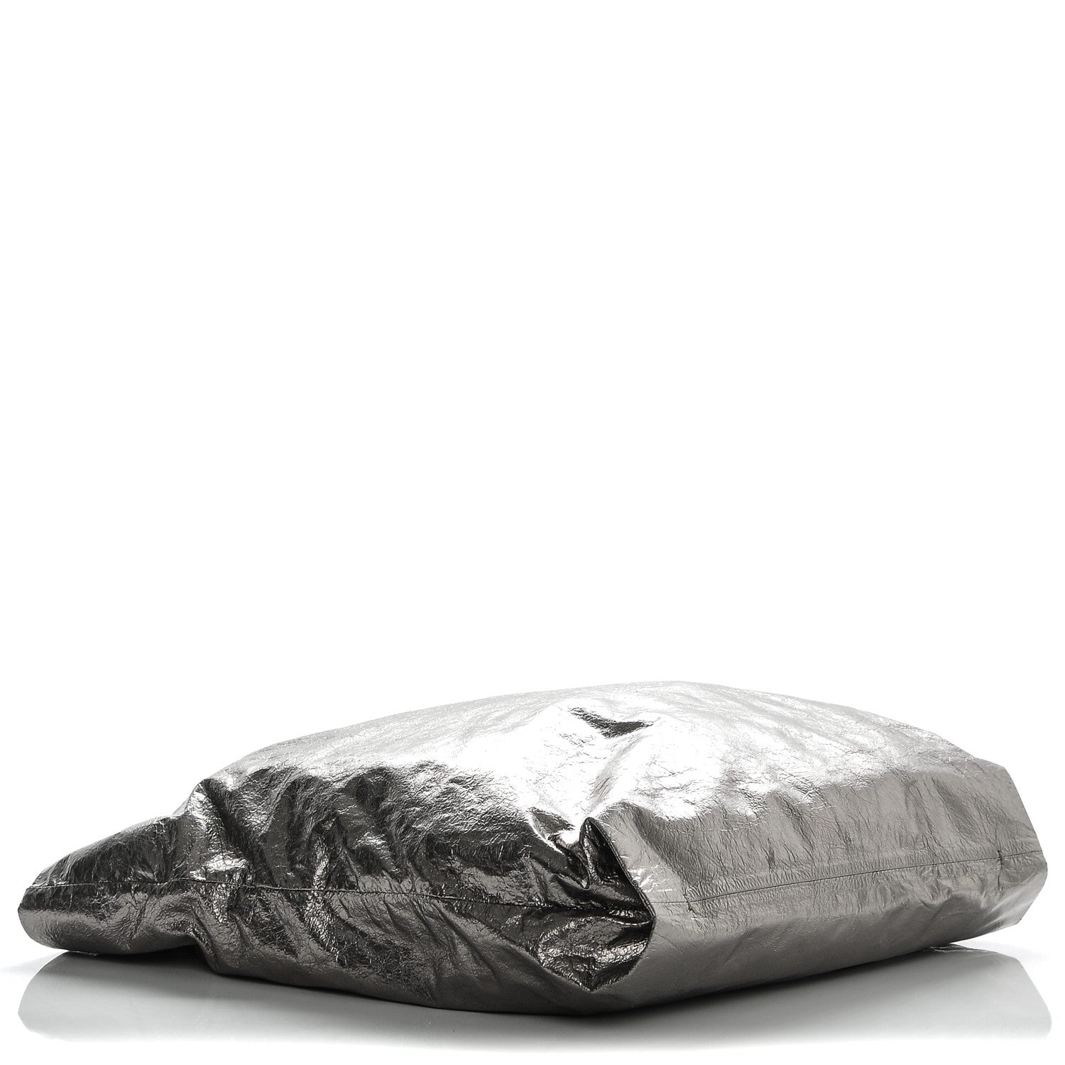 Lanvin Metallic Crinkled Lambskin Paper Bag Tote Grey 4 of 6