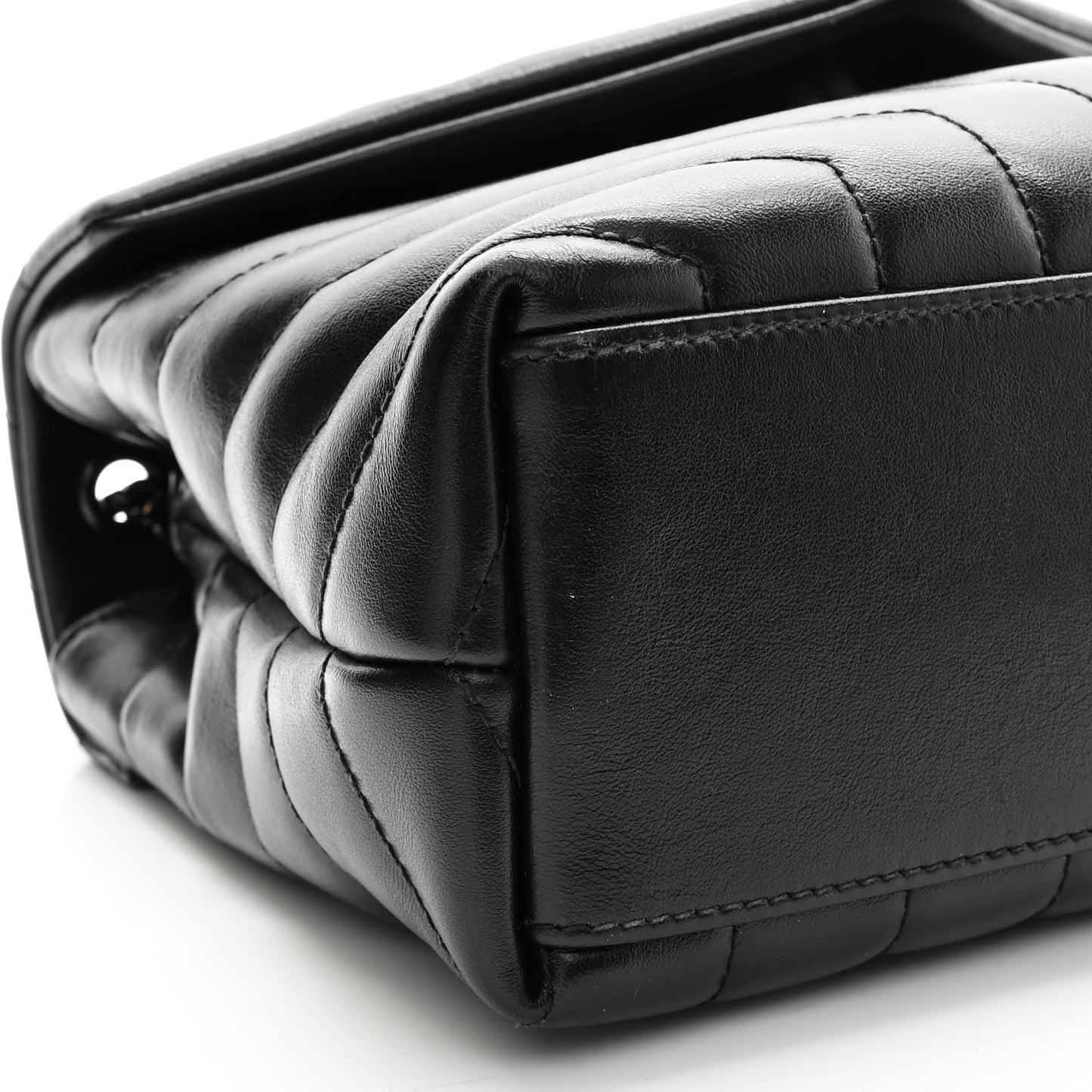 Calfskin Y Quilted Monogram Monochrome Small Loulou Chain Satchel Black
