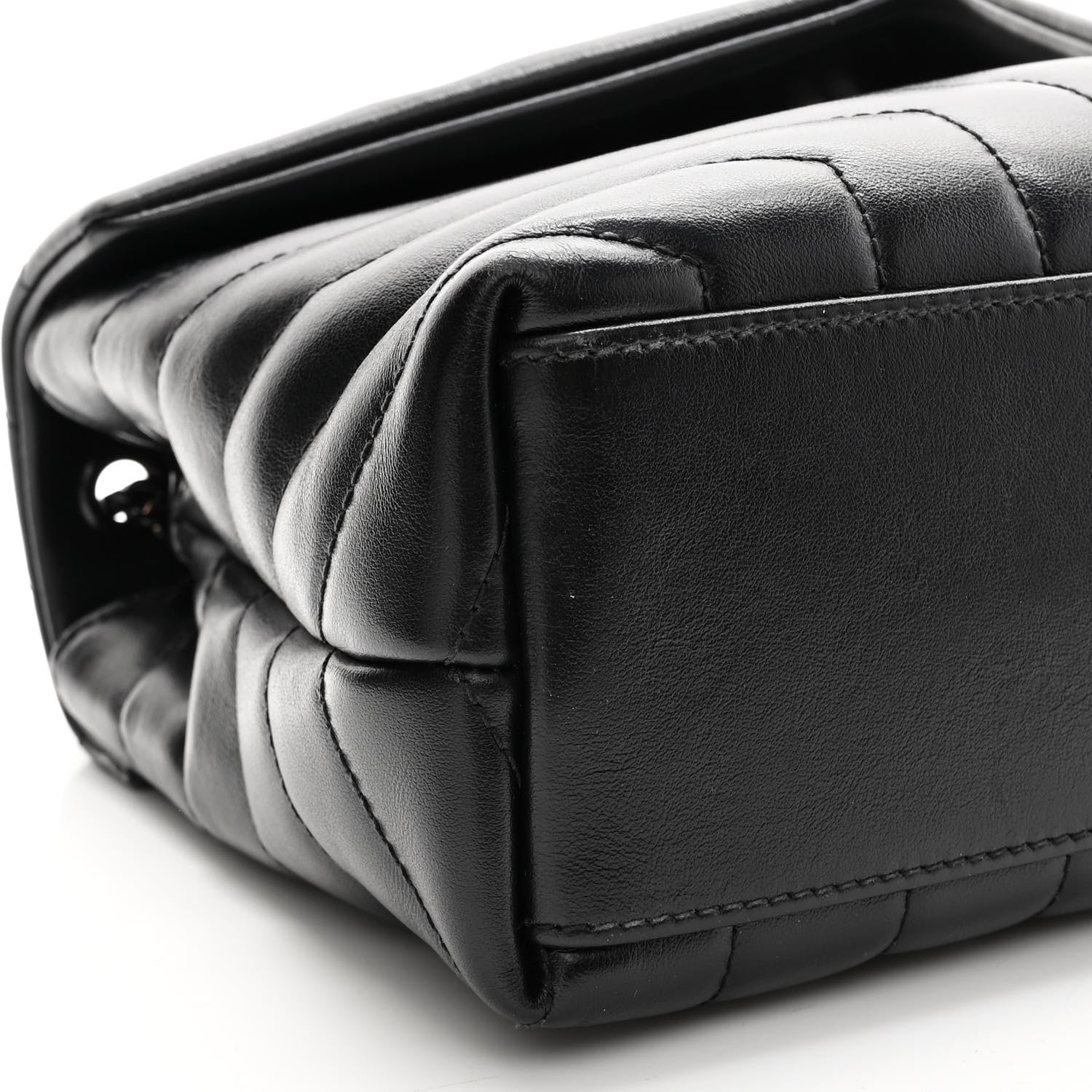 Saint Laurent Calfskin Y Quilted Monogram Monochrome Small Loulou Chain Satchel Black 9 of 10