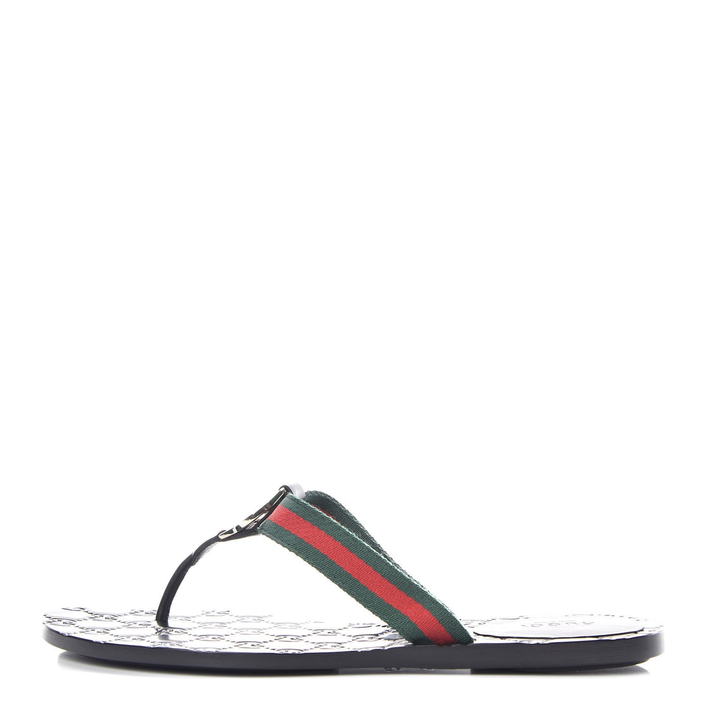 Nylon Guccissima Web Womens Thong Sandals 39.5 Green Red Black