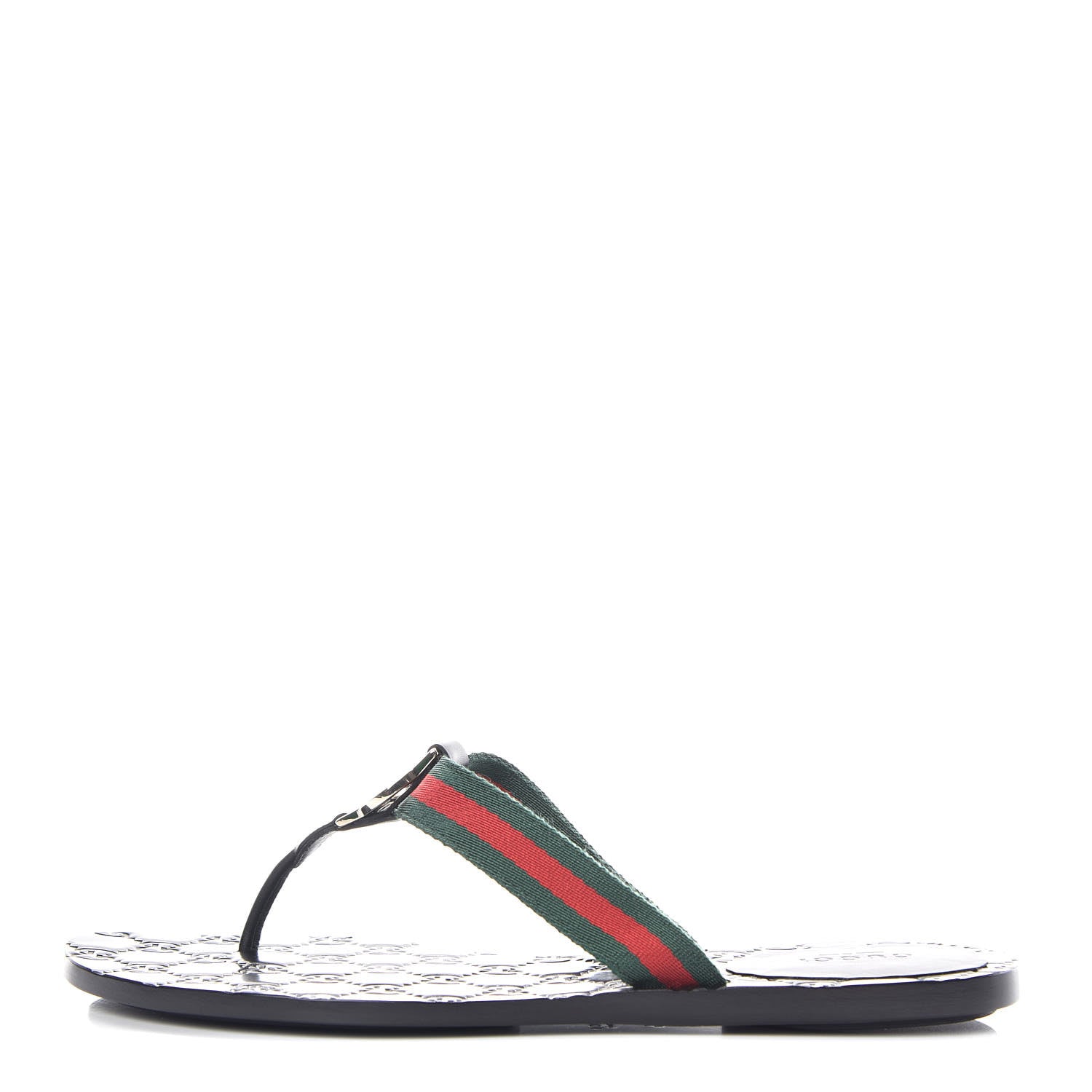 Gucci Nylon Guccissima Web Womens Thong Sandals 39.5 Green Red Black 1 of 8