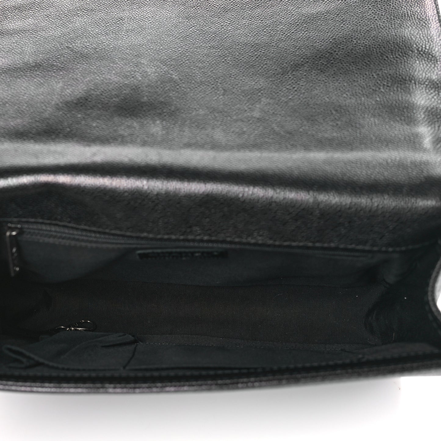 Caviar Quilted Large Boy Flap Black