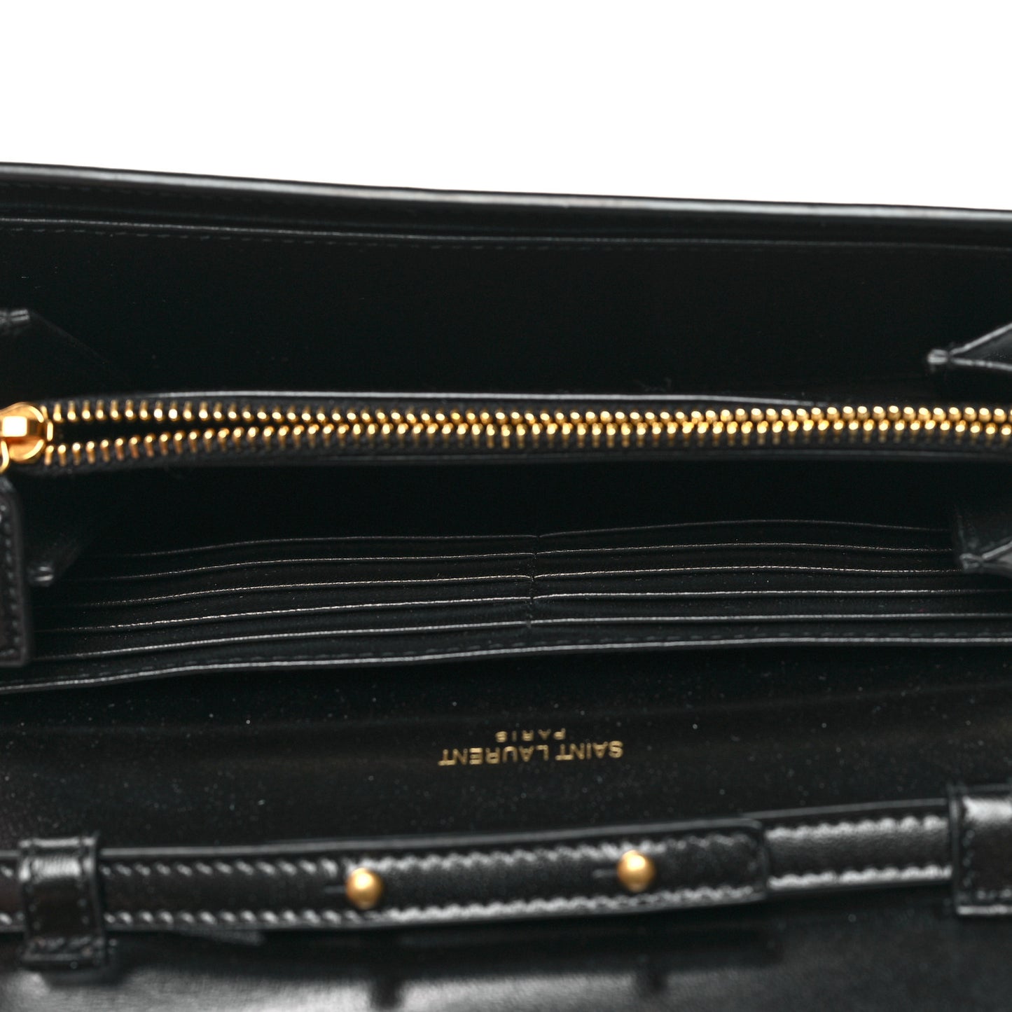 Glossy Calfskin Monogram Chain Wallet Black