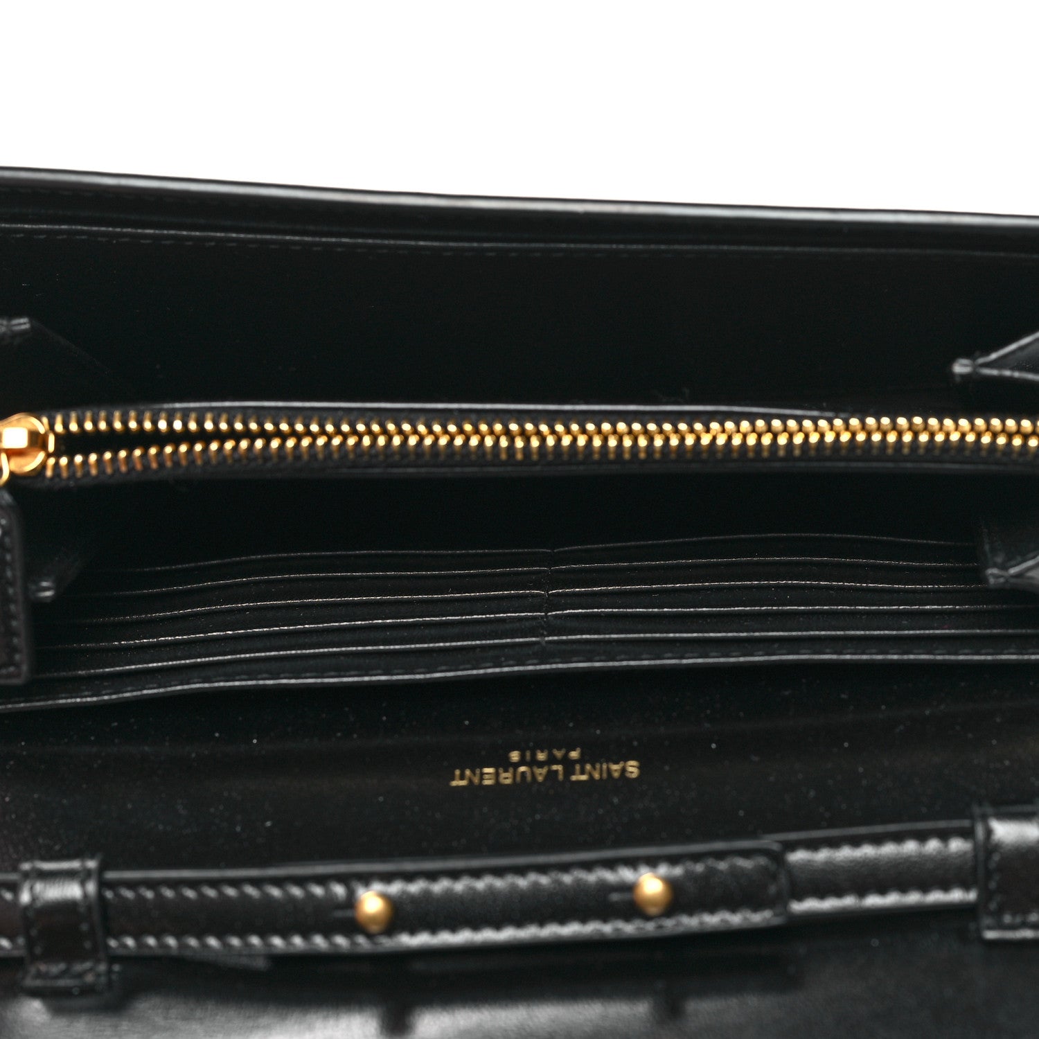Saint Laurent Glossy Calfskin Monogram Chain Wallet Black 5 of 10