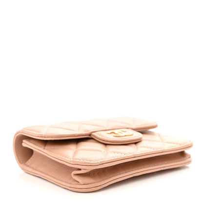 Chanel Lambskin Quilted Top Handle Flap Coin Purse With Chain Beige 4 of 12