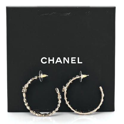 Chanel Metal Crystal CC Hoop Earrings Gold 7 of 7