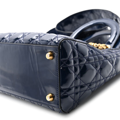 Christian Dior Patent Cannage Medium Supple Lady Dior  Navy Blue 9 of 9
