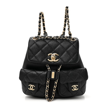 Chanel Shiny Caviar Quilted Small Duma Pockets Drawstring Backpack Black 1 of 10