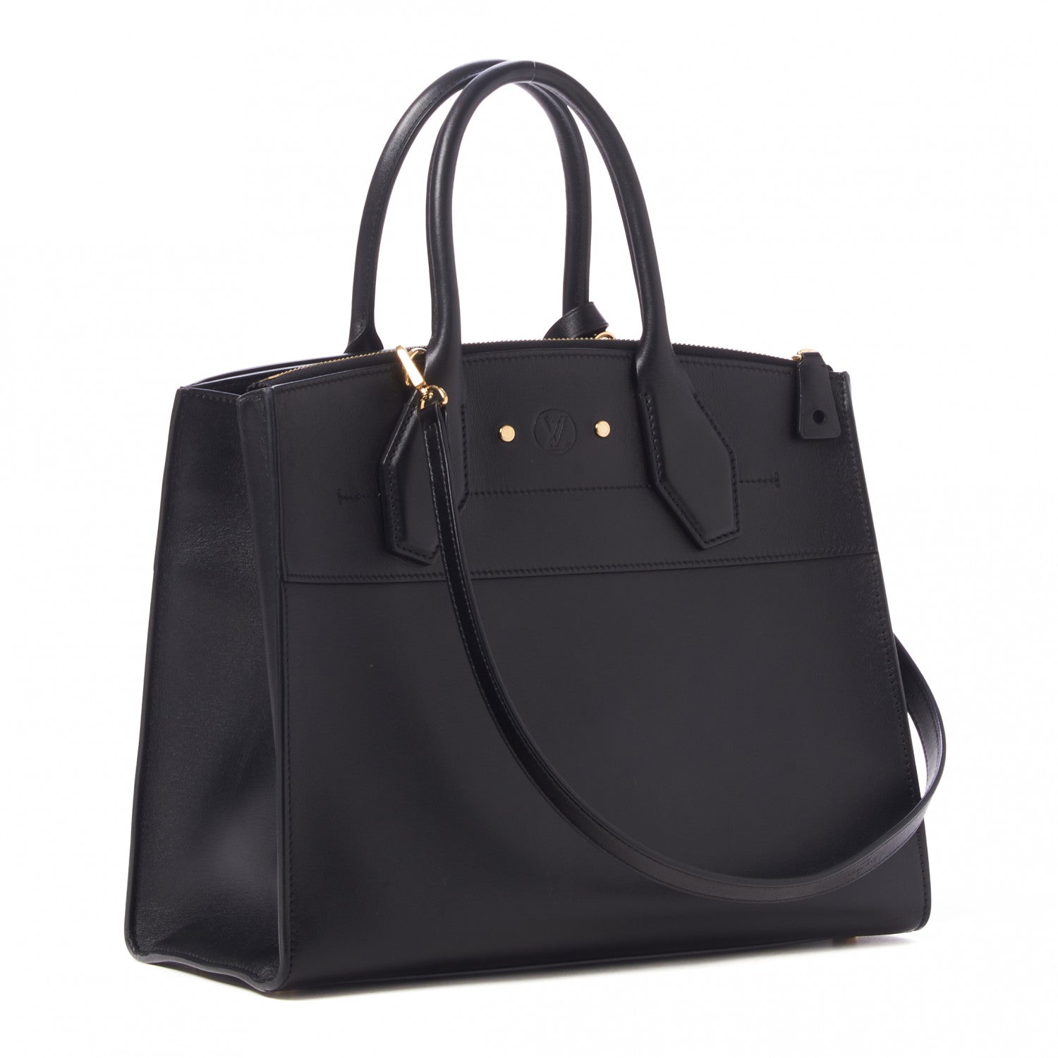 Louis Vuitton Calfskin City Steamer MM Black 3 of 8