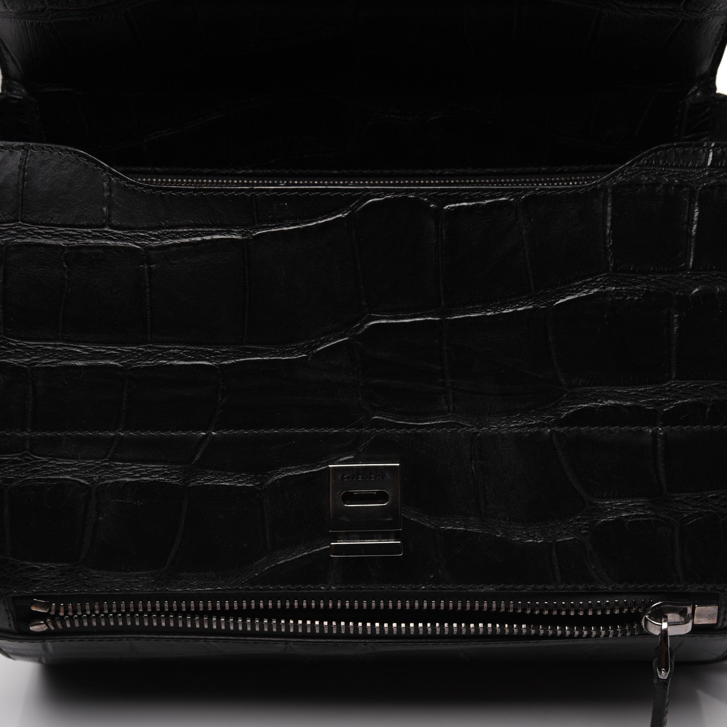 Givenchy Calfskin Crocodile Embossed Medium Pandora Box Crossbody Bag Black 14 of 28