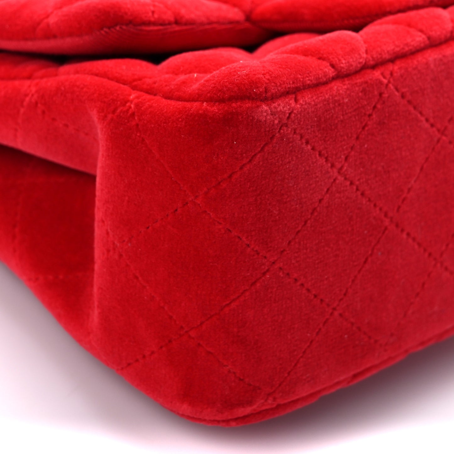 Velvet Quilted Mini Square Flap Red