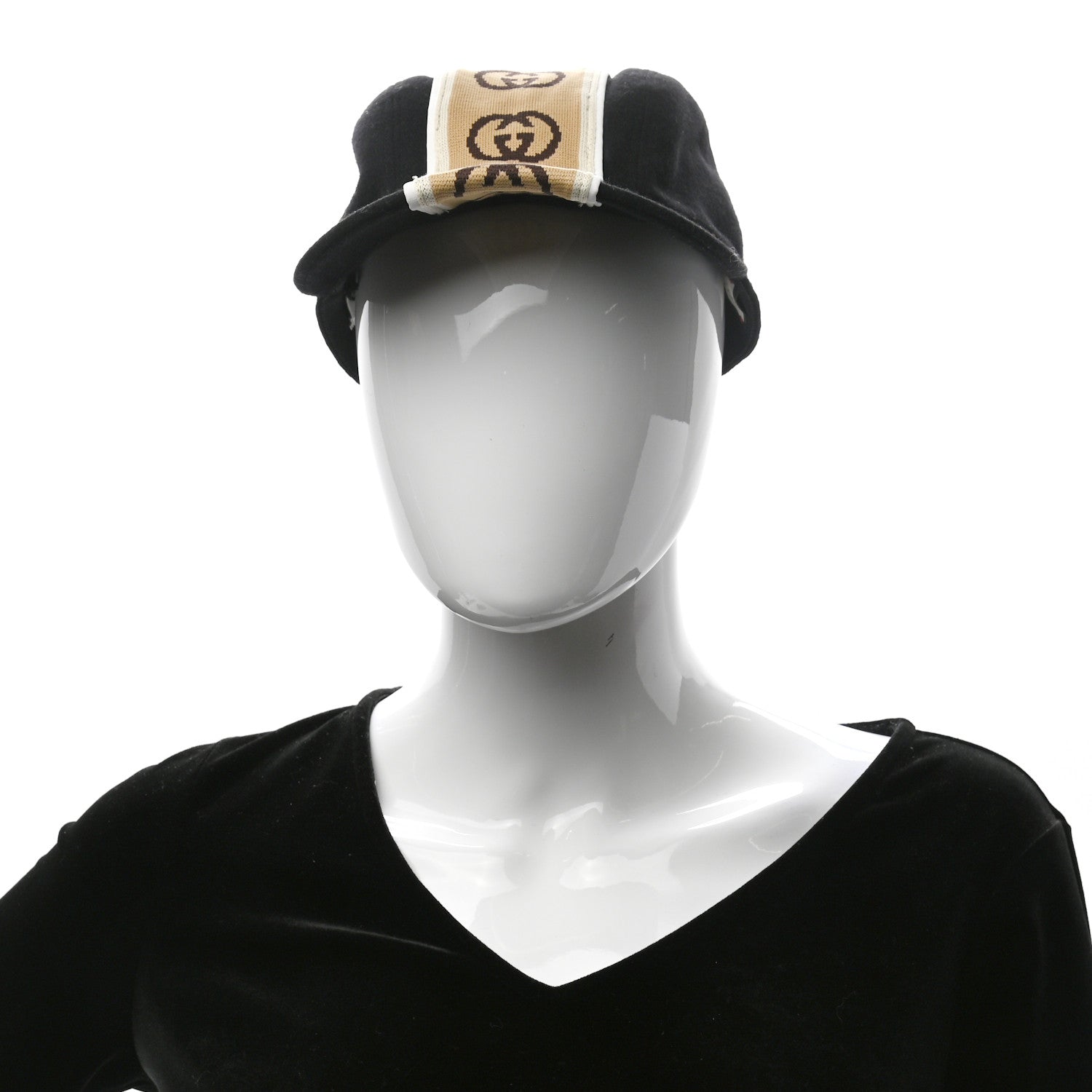 Gucci Wool Interlocking GG Stripe Baseball Hat Black 2 of 9