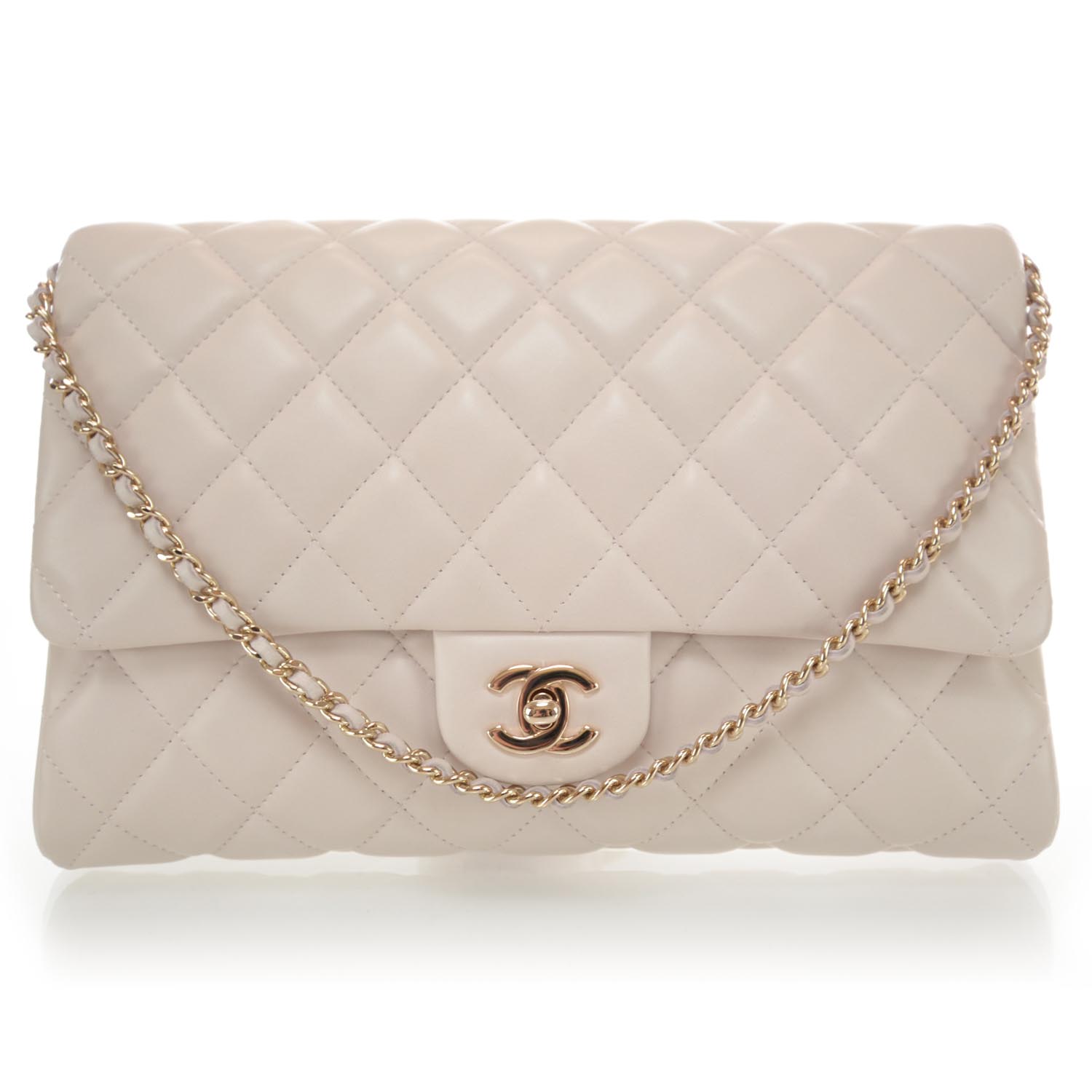 Chanel Lambskin Quilted Clutch Flap Pink 1 of 9