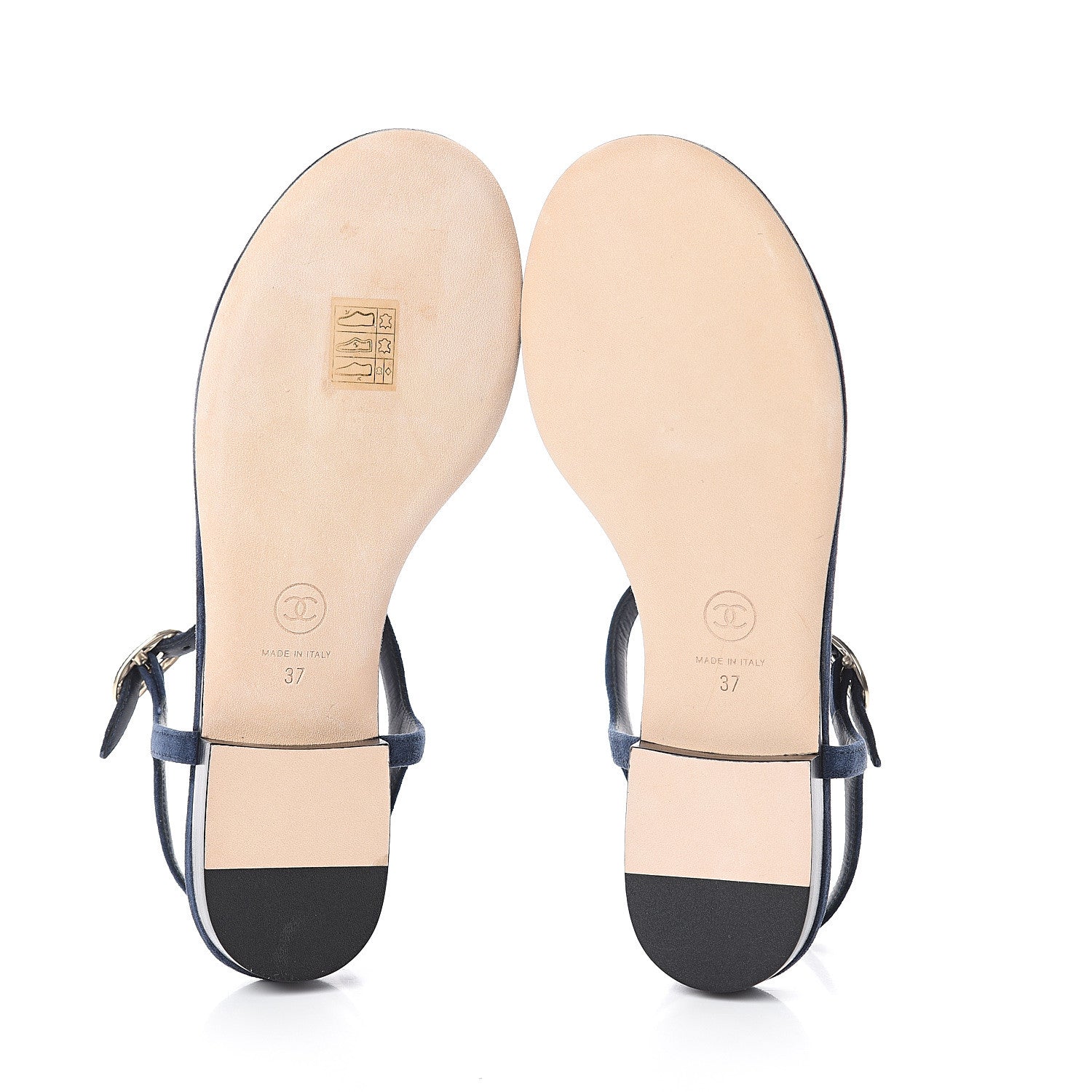 Chanel Suede Calfskin Thong Sandals 37 Navy Blue 7 of 7
