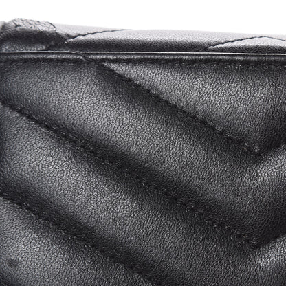 Saint Laurent Lambskin Y Quilted Monogram Small Loulou Envelope Wallet Black 13 of 14