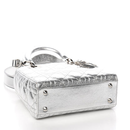 Christian Dior Metallic Grained Calfskin Cannage Small Lucky Badges My Lady Dior Silver 3 of 9