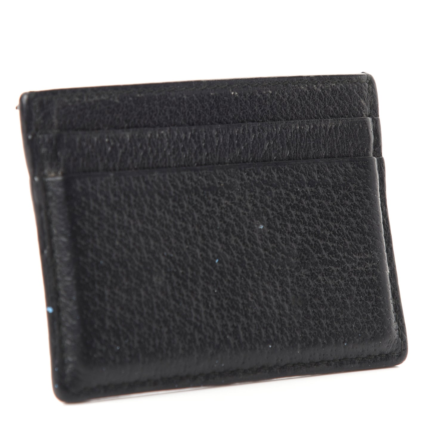 Pebbled Calfskin Animalier Card Holder Black