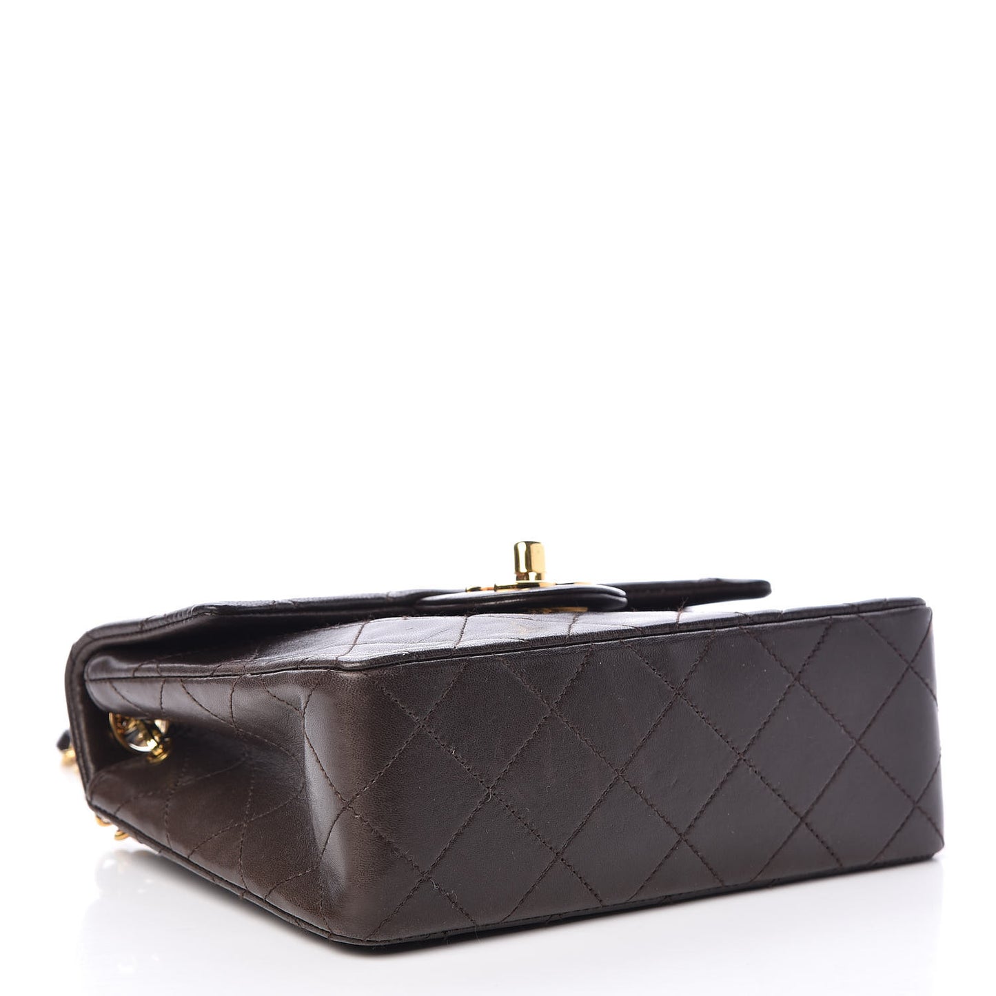 Lambskin Quilted Mini Square Flap Brown