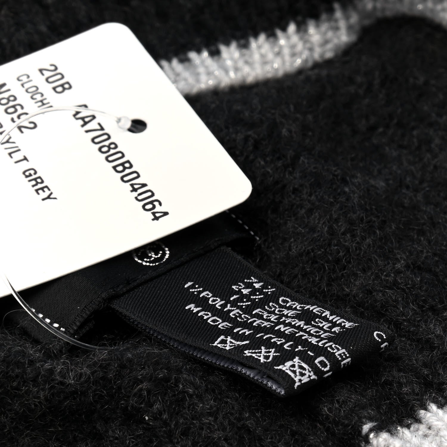 Chanel Cashmere Blend CC Beanie Hat Dark Grey 7 of 7