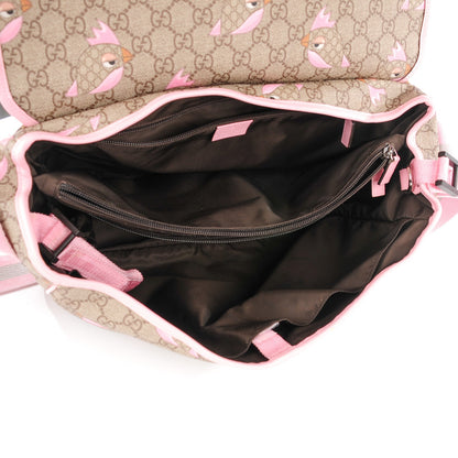Gucci GG Supreme Monogram Zoo Birds Messenger Print Diaper Bag Pink 5 of 9