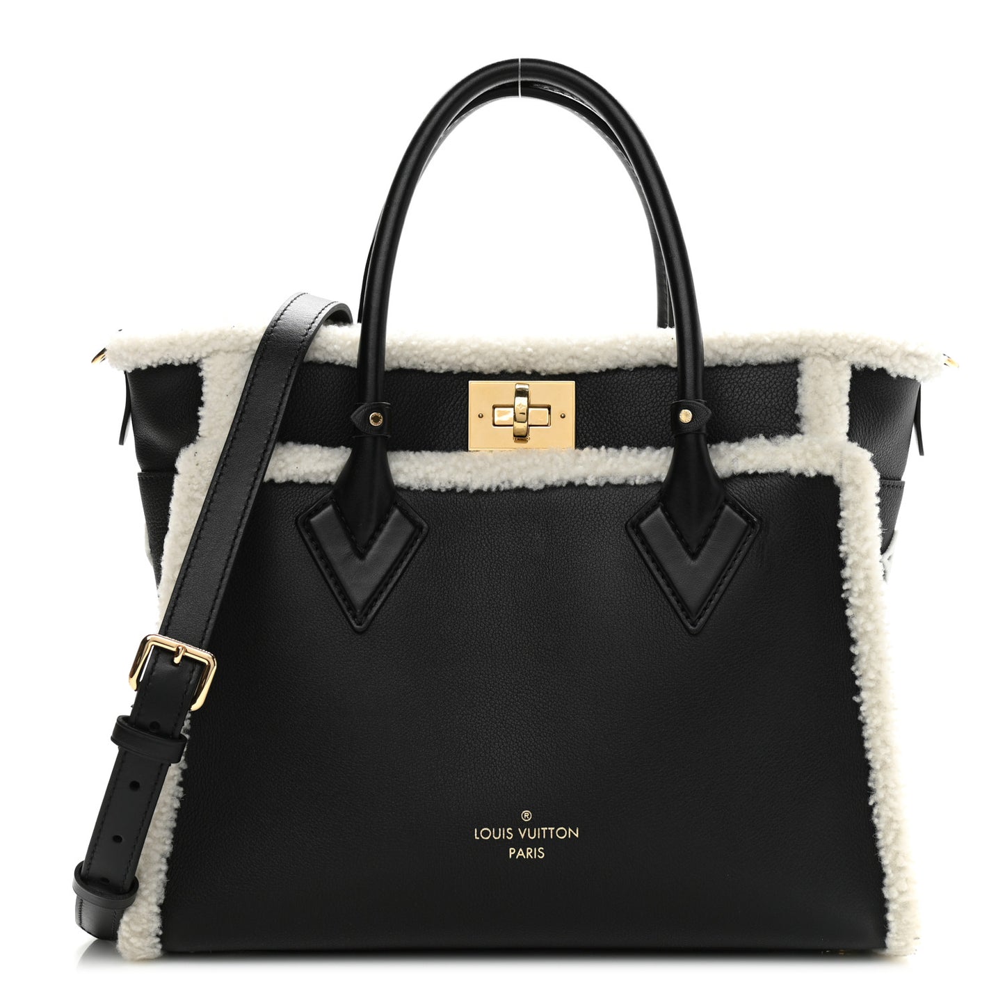 Grained Calfskin Shearling On My Side MM Black