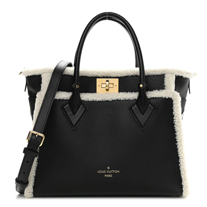 Louis Vuitton Grained Calfskin Shearling On My Side MM Black 1 of 11