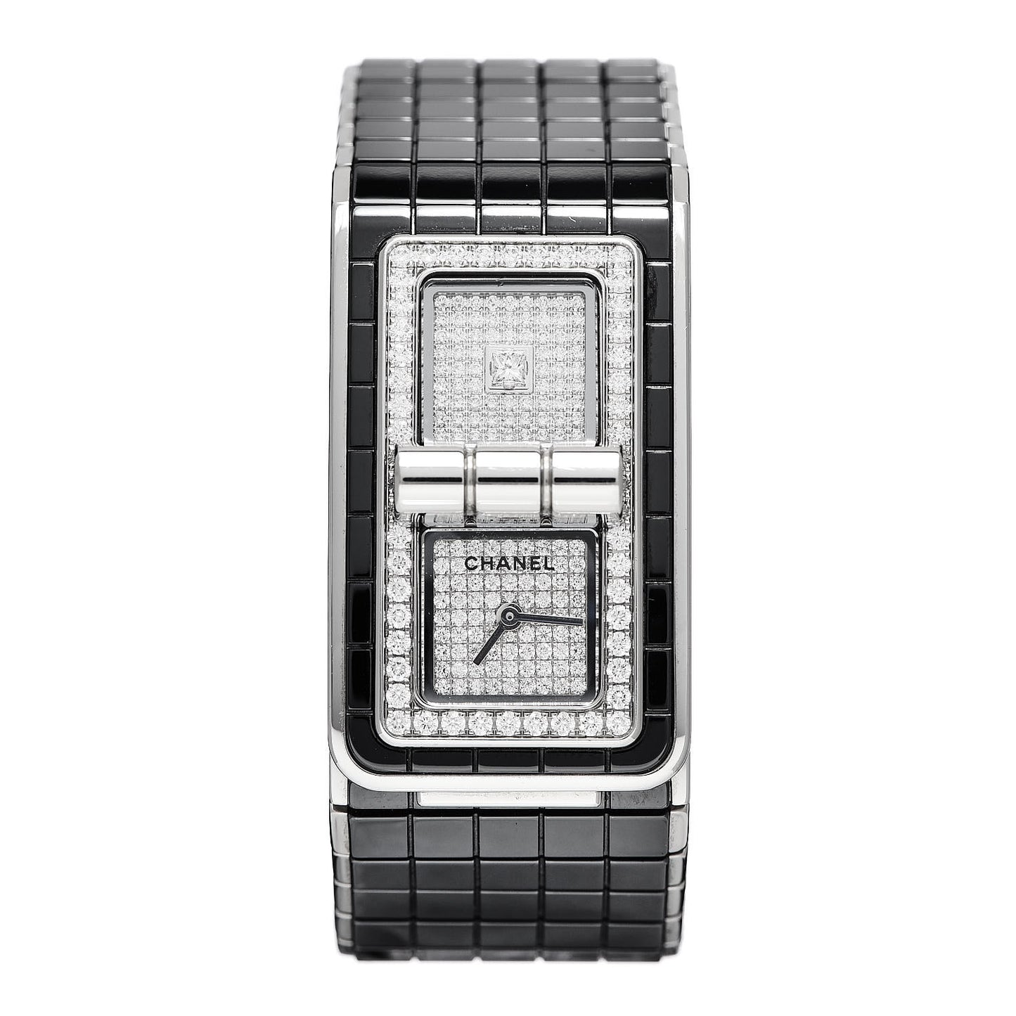 Stainless Steel Ceramic Diamond Pave 21.5mm Code Coco Quartz Watch Black