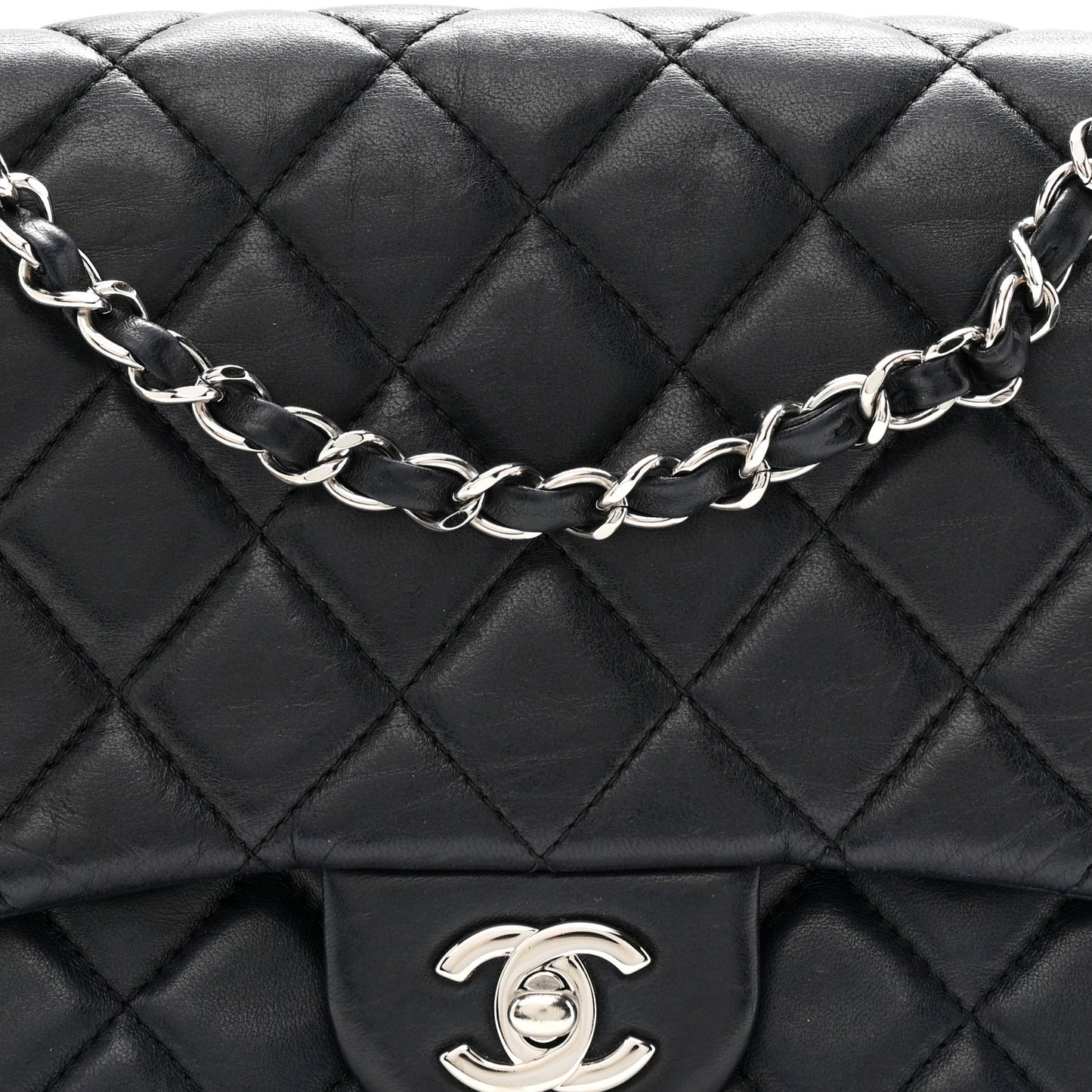Lambskin Quilted Jumbo Chanel 3 Flap Navy