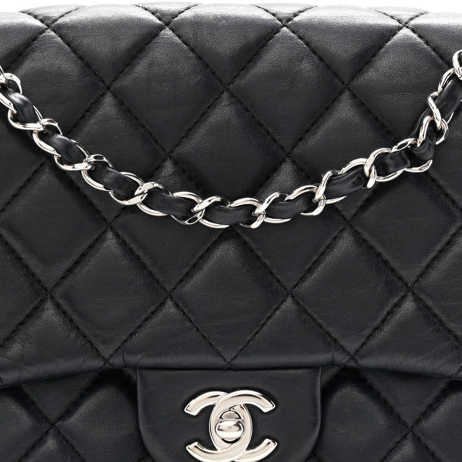 Chanel Lambskin Quilted Jumbo Chanel 3 Flap Navy 8 of 11