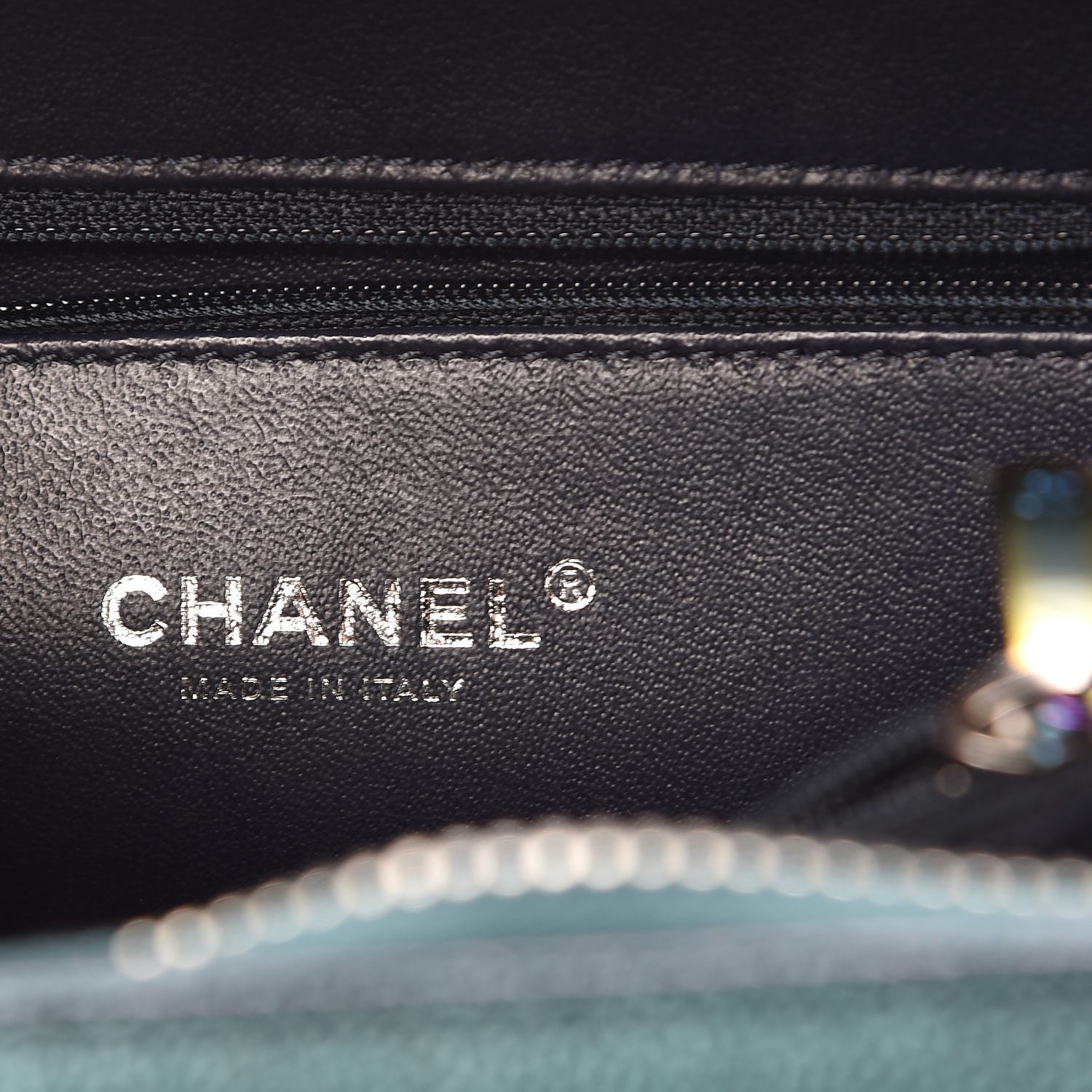 Chanel Iridescent Caviar Quilted Medium CC Filigree Vanity Case Dark Turquoise 6 of 9