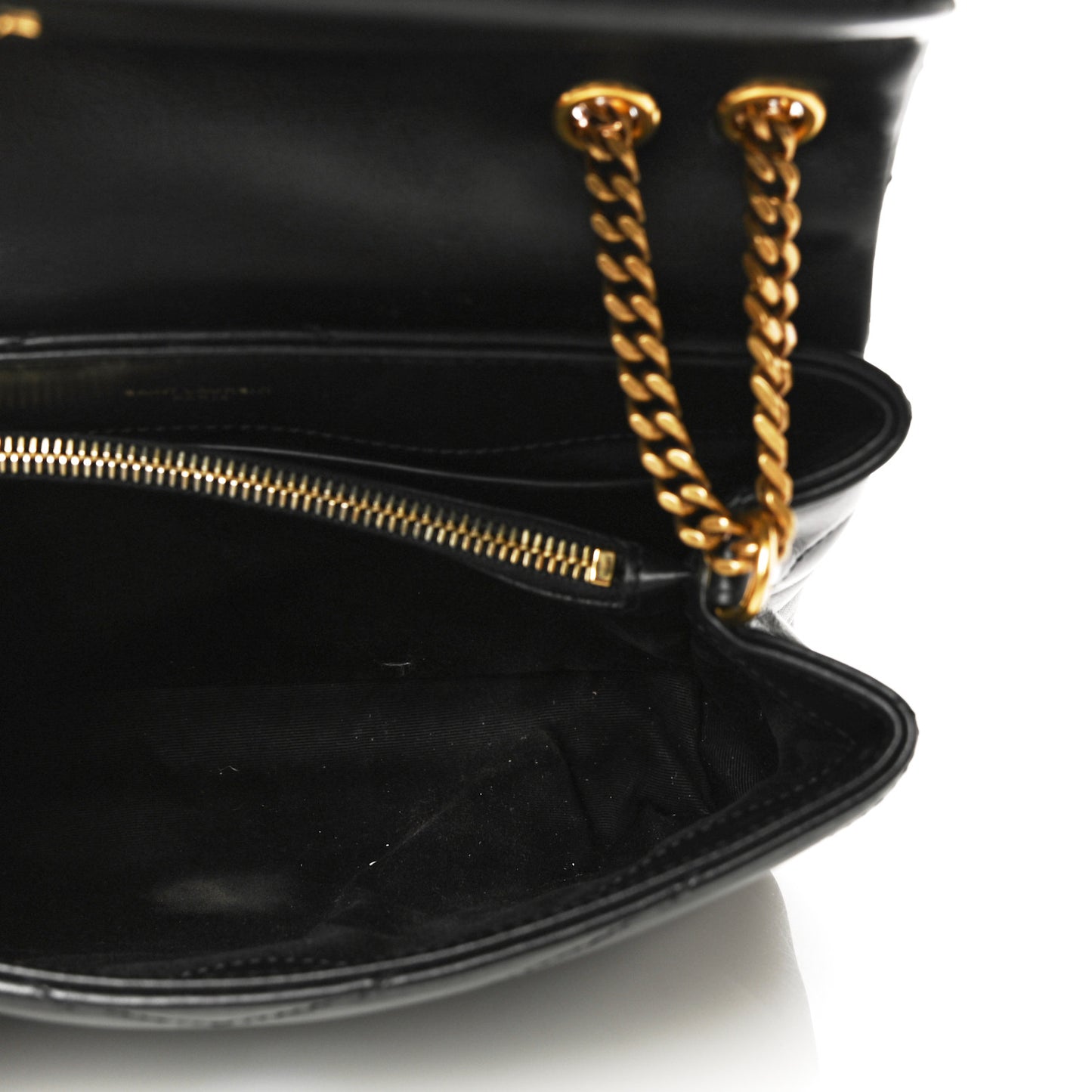 Calfskin Y Quilted Monogram Small Loulou Chain Satchel Black