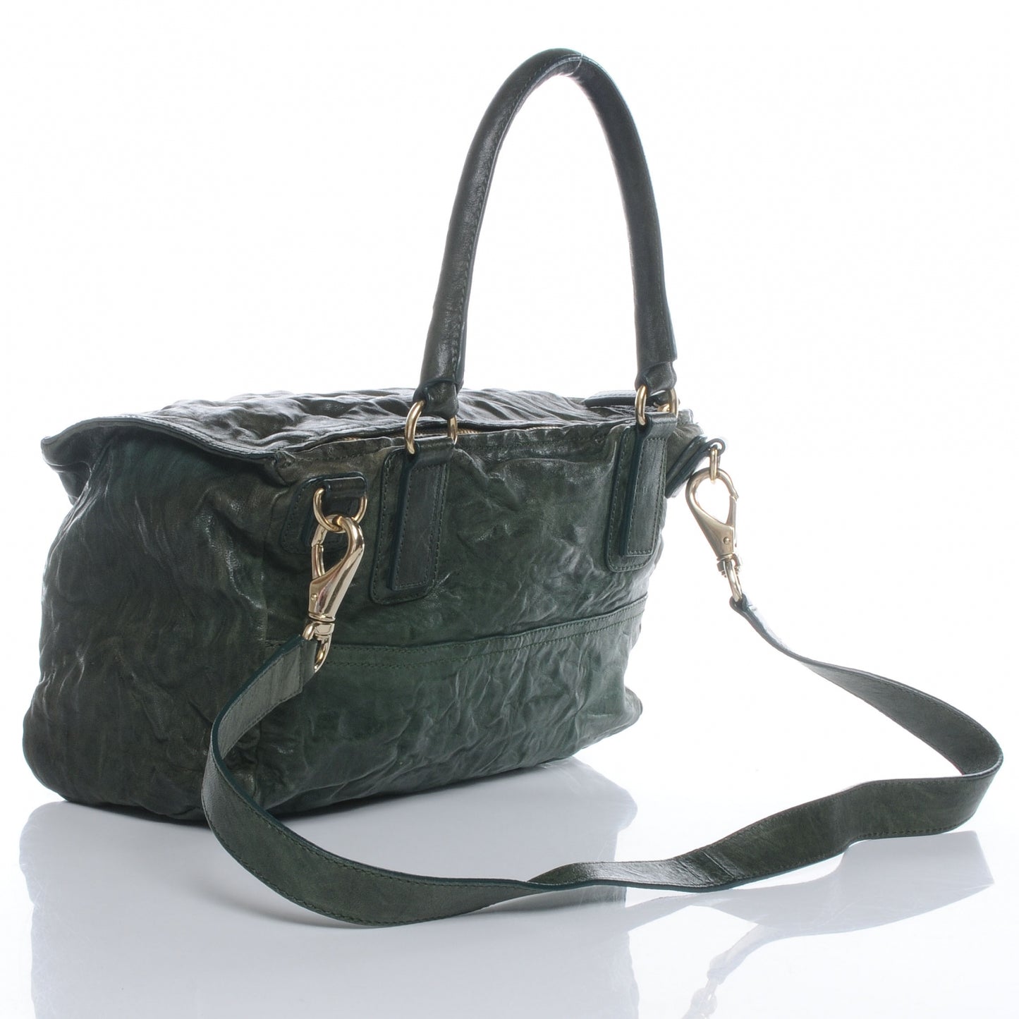 Textured Sheepskin Medium Pandora Bag Khaki