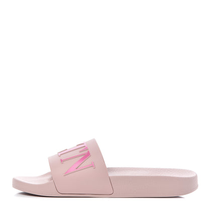 Valentino Garavani Rubber VLTN Pool Slide Sandals 39 Water Rose Disco Pink 1 of 12