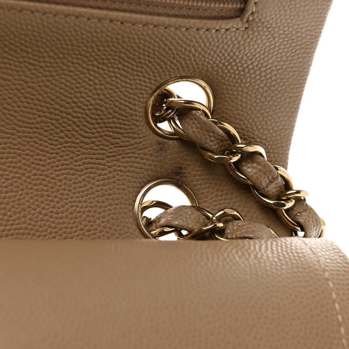 Caviar Quilted Small Double Flap Dark Beige